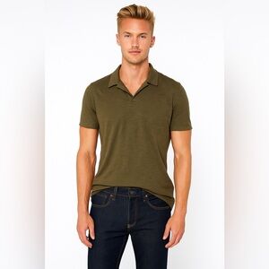 Theory Olive Green V-neck polo tee shirt